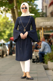 Bleu Marin- New Kenza - Tunique Hijab 2048L - Thumbnail
