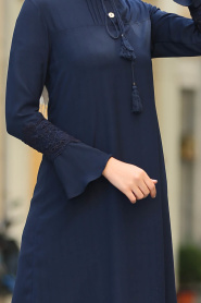 Bleu Marin- New Kenza - Tunique Hijab 2987L - Thumbnail