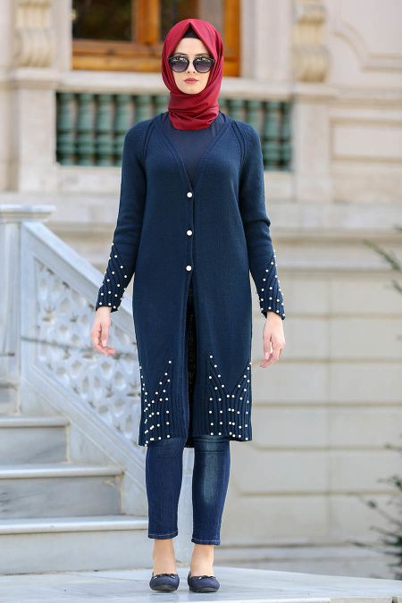 Bleu Marin - S-VUP -Hijab Knitwear Cardigan 41880L