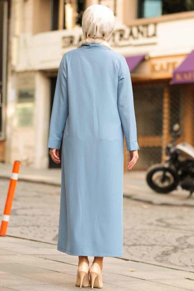 Bleu - Nayla Collection - Abaya Turque - 5471M - 2