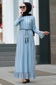 Bleu - Nayla Collection - Robe Hijab 100430M - Thumbnail