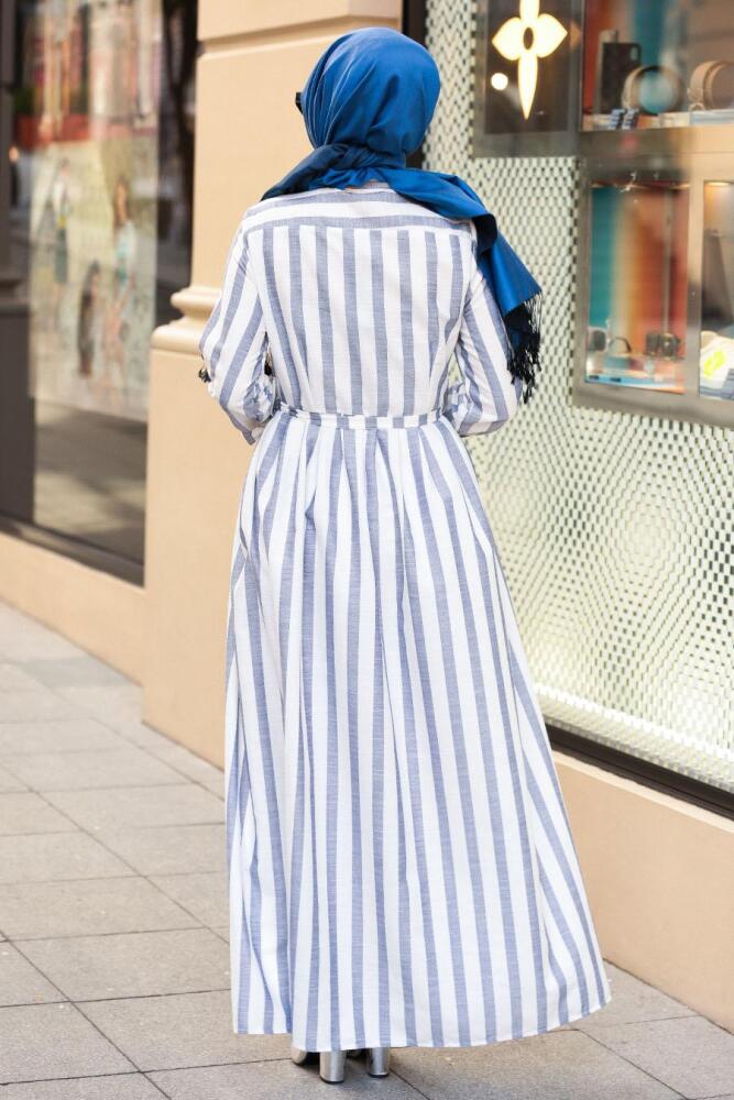 Bleu- Nayla Collection - Robe Hijab 162461M - 2