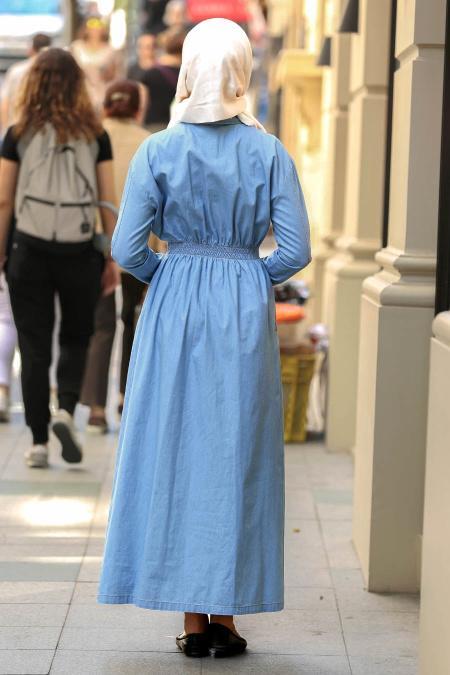 Bleu - Nayla Collection - Robe Hijab 42340M - 3