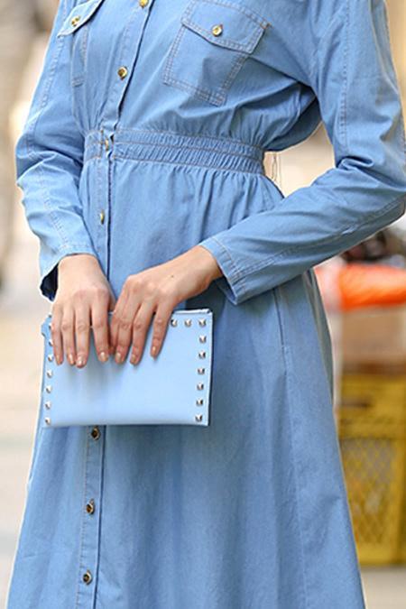 Bleu - Nayla Collection - Robe Hijab 42340M - 4