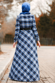 Bleu - Nayla Collection - Robe quotidienne Hijab 8387M - Thumbnail