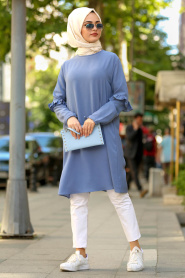 Bleu- Nayla Collection - Tunique Hijab 30110M - Thumbnail