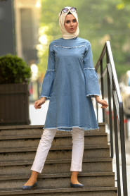 Bleu - Nayla Collection - Tunique Hijab 40470M - Thumbnail