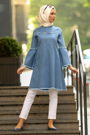 Bleu - Nayla Collection - Tunique Hijab 40470M - Thumbnail