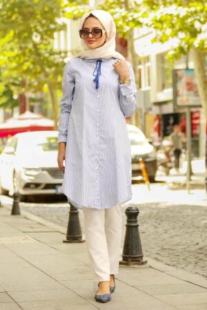 Bleu- Nayla Collection - Tunique Hijab 53590M - 1
