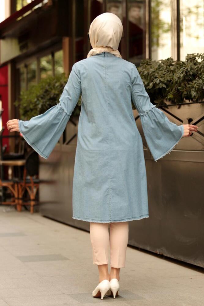 Bleu - Nayla Collection - Tunique Hijab 6218M - 2