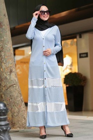 Bleu - Neva Style - Cardigan Hijab - 402M - Thumbnail