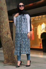 Bleu - Neva Style - Gilet Hijab - 507M - Thumbnail