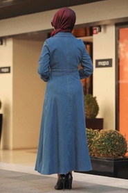 Bleu - Neva Style - Manteau De Jeans - 8827M - Thumbnail