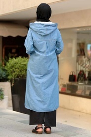 Bleu - Neva Style - Manteau Hijab - 5746M - Thumbnail