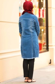 Bleu - Neva Style - Tunique Hijab - 10614M - Thumbnail