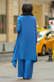 Bleu - New Kenza - Combination Hijab 51131M - Thumbnail