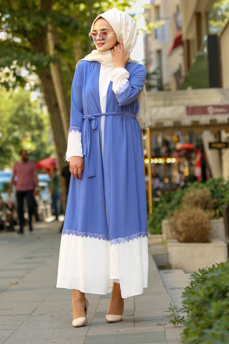 Bleu- New Kenza - Nayla Collection Robe Hijab 5112M