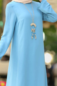 Bleu- New Kenza - Tunique Hijab 2172M - Thumbnail
