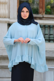 Blouse - Baby Blue Hijab Blouse 52630BM - Thumbnail
