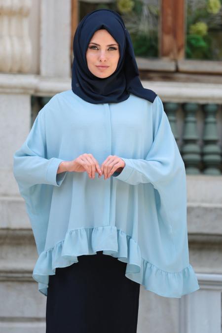 Blouse - Baby Blue Hijab Blouse 52630BM - 2