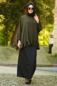 Blouse - Khaki Hijab Blouse 52630HK - Thumbnail