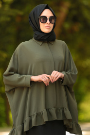 Blouse - Khaki Hijab Blouse 52630HK - Thumbnail