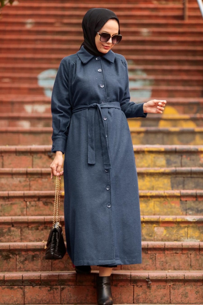 Blue Hijab Coat 4554M - 1