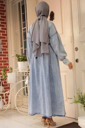 Blue Hijab Denim Dress 23324M - 3