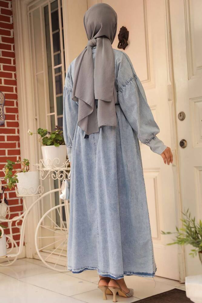 Blue Hijab Denim Dress 23324M - 3