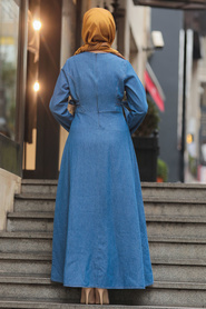 Blue Hijab Denim Dress 43190M - Thumbnail