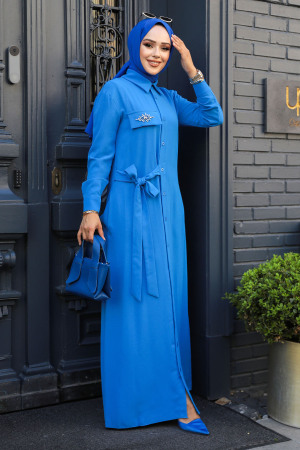 Blue Hijab Dress 12504M - 2