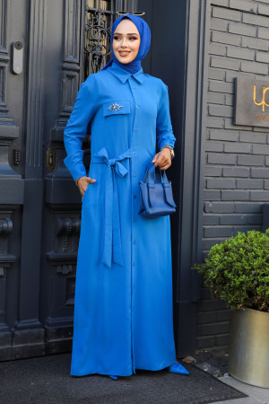 Blue Hijab Dress 12504M - 1