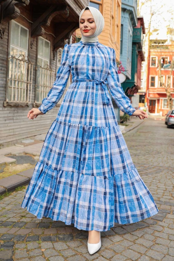 Blue Hijab Dress 2710M - 1