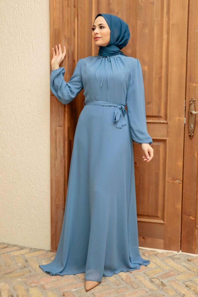 Blue Hijab Dress 27922M - 1
