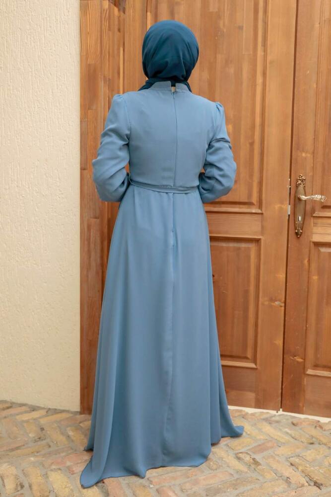 Blue Hijab Dress 27922M - 3