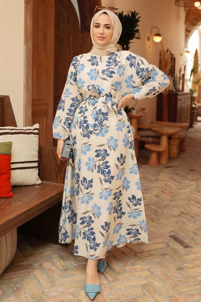 Blue Hijab Dress 5707M - 2