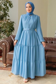 Blue Hijab Dress 57250M - Thumbnail