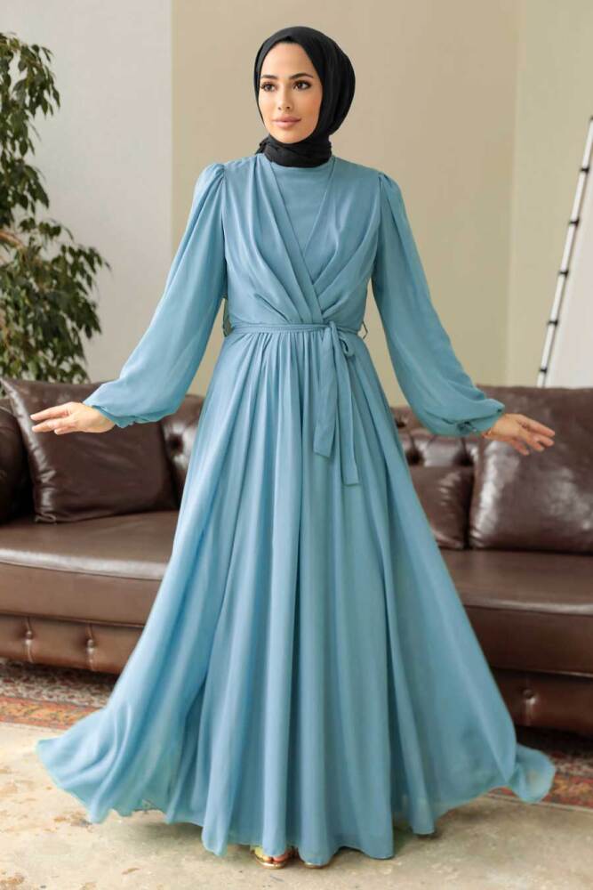 Blue Hijab Dress 5796M - 1