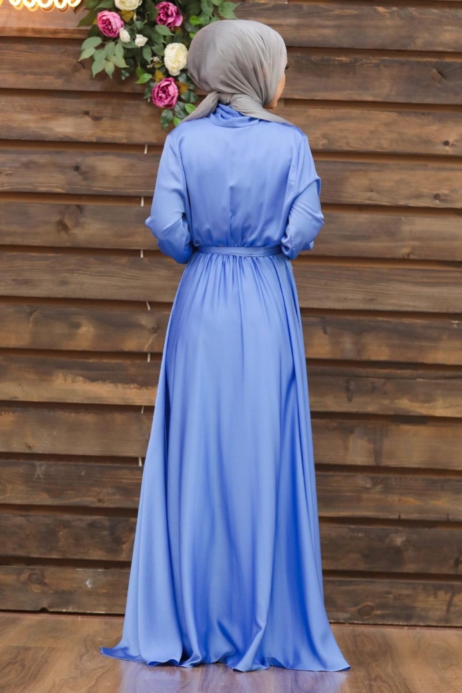 Neva Style - Stylish Blue Muslim Prom Dress 1418M - 2