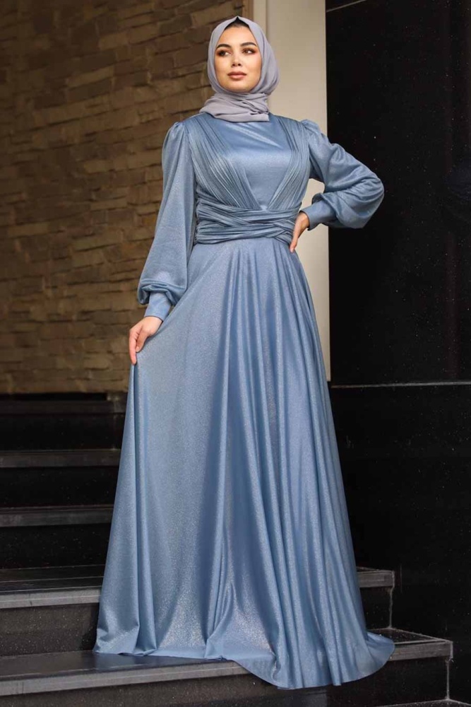 Blue Hijab Evening Dress 32762M - 1