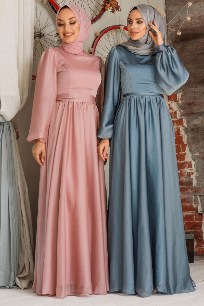Neva Style - Elegant Blue Islamic Clothing Evening Gown 5215M - 5
