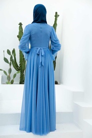 Neva Style - Blue Turkish Hijab Bridesmaid Dress 5367M - Thumbnail