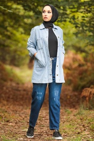 Blue Hijab Jeans Jacket 281M - Thumbnail
