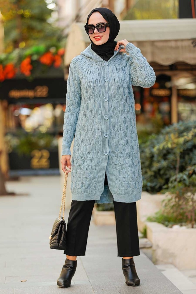 Blue Hijab Knitwear Cardigan 41202M - 1