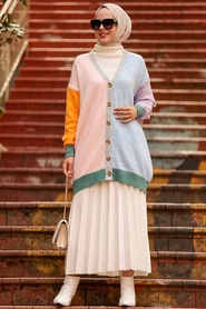 Blue Hijab Knitwear Cardigan 7832M - Thumbnail