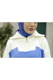 Blue Hijab Knitwear Tunic 26961M - Thumbnail