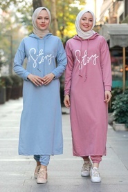 Blue Hijab Suit Dress 56002M - Thumbnail