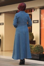 Blue Hijab Coat 8827M - Thumbnail