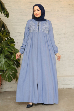 Blue Modest Abaya Dubai 45279M - 1