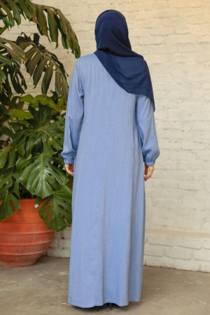 Blue Modest Dubai Abaya 45280M - 3